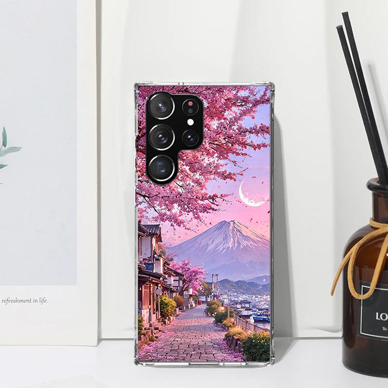 Japanese Cherry Mount Fuji Phone Case For Samsung Galaxy S26 S25 Edge S24 FE S23 S22 Ultra S21 Plus S20 + Art Fundas Back Cover