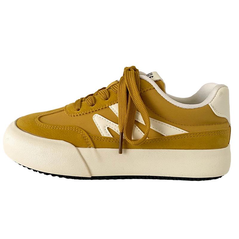 G1397 latex insole/platform German training shoes women's retro round head Hong Kong style white shoes casual board shoes 2025 new