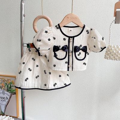 2024 Sommer Koreanischer Mädchen Süßer Stil Zweiteiliges Outfit: Kurzärmeliges Oberteil & Rock
