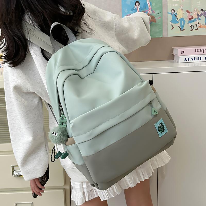 Student Schoolbag Female Large Capacity Backpack Color Block Girls Backpack