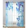 Animal Butterfly Flower Blue Rose Water Waves Tulle Translucent Drapes for Living Room Bedroom Space Window Opening Drape Voile Organza Curtains