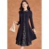 Women's Vintage Elegant Printed Lapel A-Line Dress