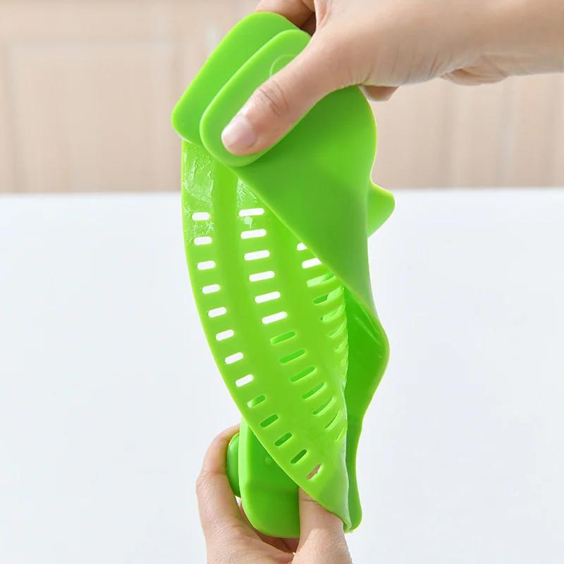 Scurta de bucatarie din silicon Clip Suport de scurgere a tigaii Bol Pâlnie Orez Paste Legume Spălat fructe Scurătoare Scurgere Filtru anti-opărire