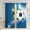 2Pcs Sports Theme Curtains Soccer Star Pattern Living Room Bedroom Study Sunshade Blue Net Background Decor Curtains