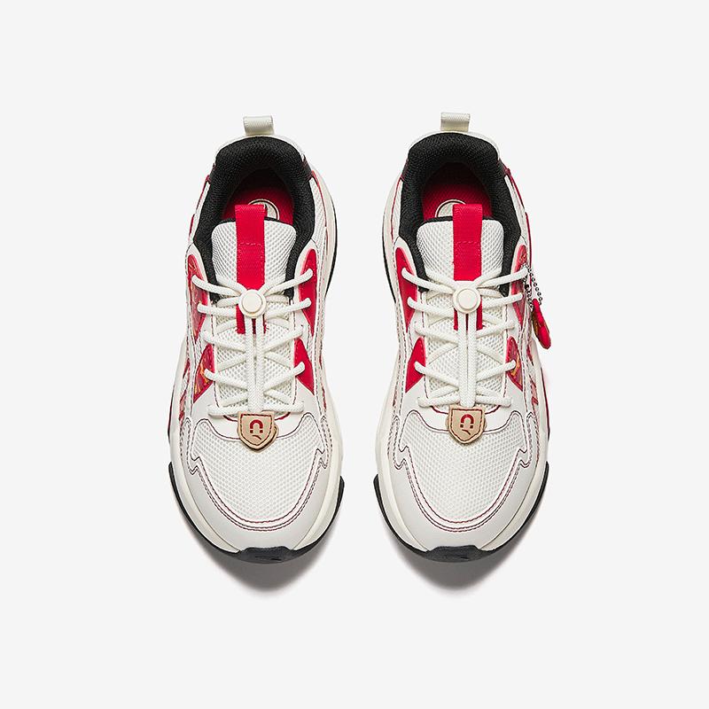Anta Kids Lifestyle Series Trendy Fashion Breathable Lightweight Shock Absorption Low-Top Casual Shoes Kids Sneaker White Red A12518802-4