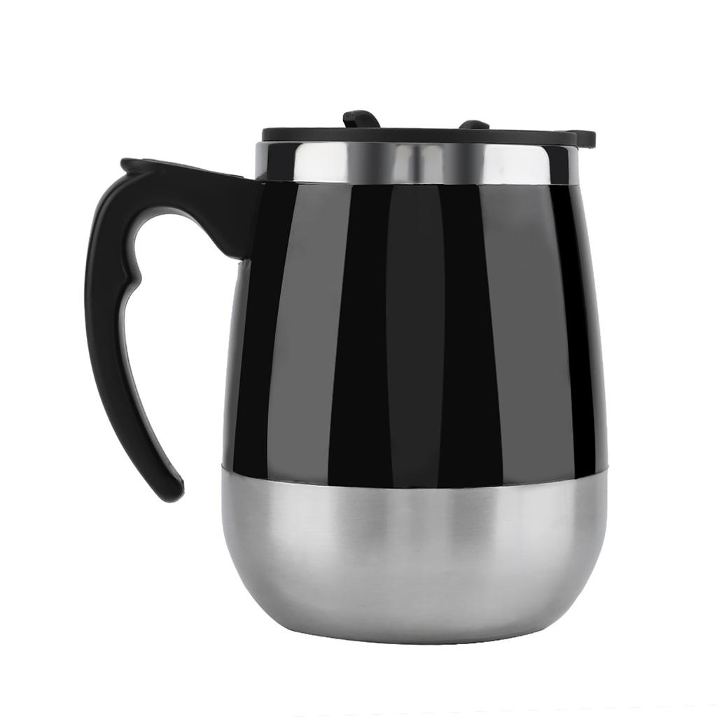 Portable Electric Stainless Steel Self Mixing Cup Magnetic Stirring Coffee Mug Black