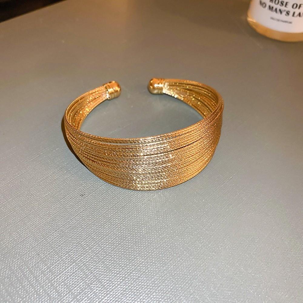 Multi Layer Lines Irregular Wide Bracelet Exaggerated Retro Hand Ring Girls Gift