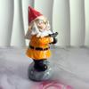 New Christmas Gnome Ornament: White-Bearded Dwarf with Gun Resin Statue.