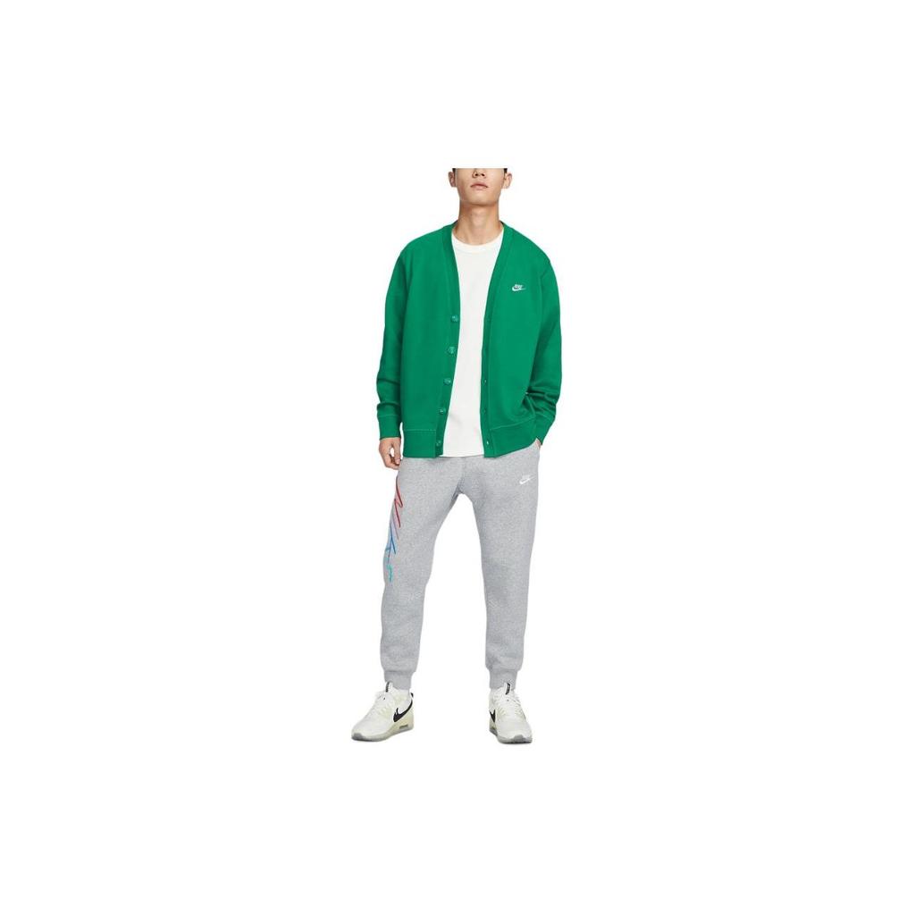Nike Cardigan de Manga Comprida com Botões e Gola V com Estampa de Logo Masculino Verde FN3899-365