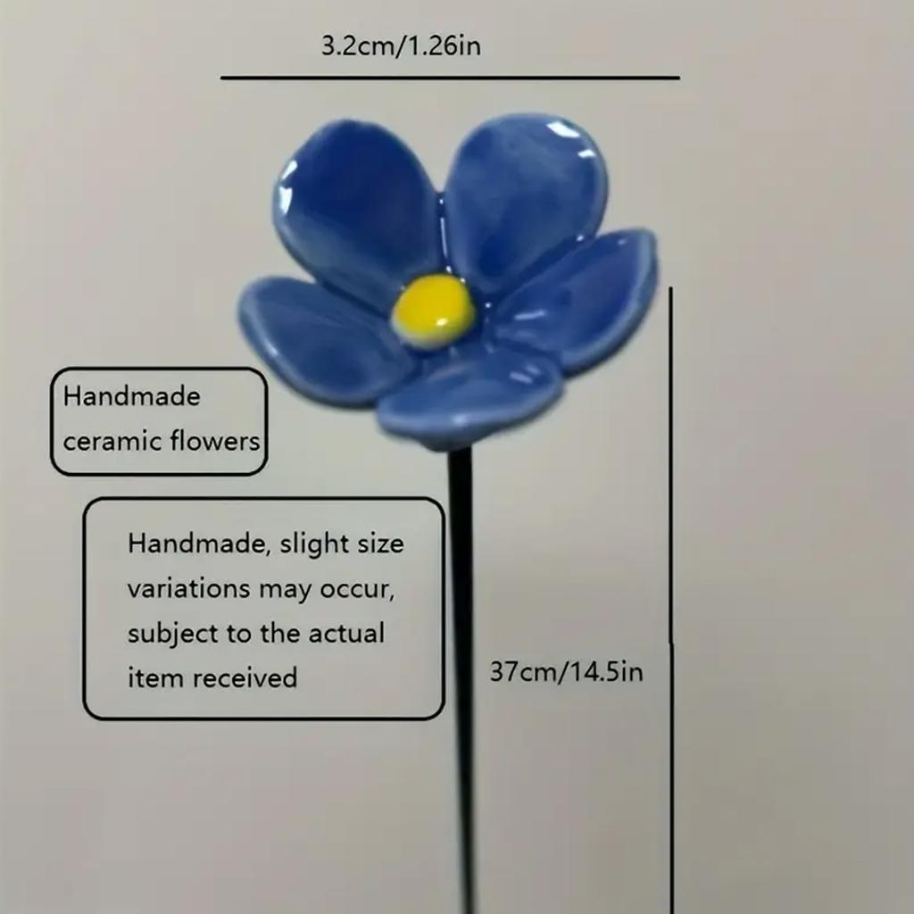 Blue Ceramic Forget-Me-Not Artificial Flowers, 14.56-Inch Fade-Resistant, for Indoor and Outdoor, Decorating Vases, Lawns