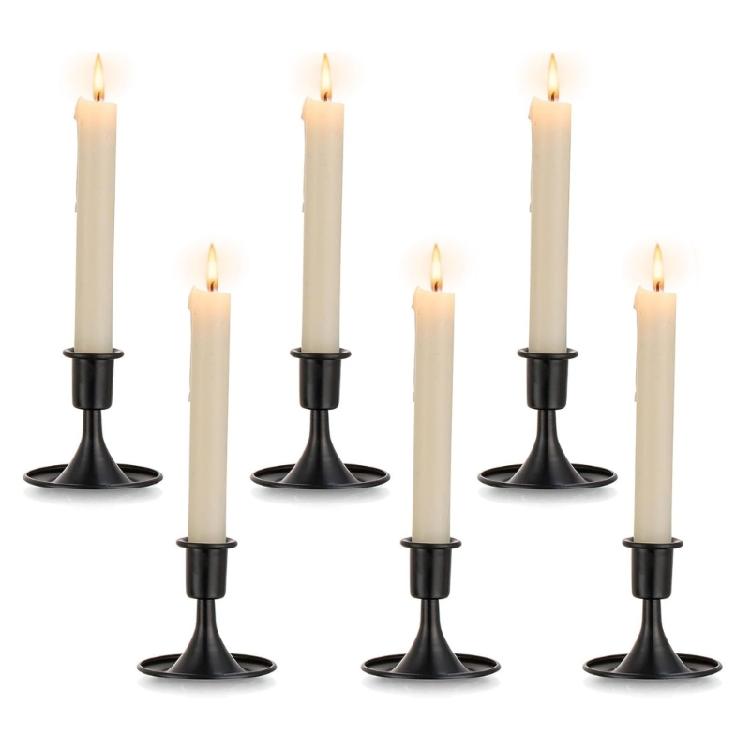 Elegant Black Iron Candle Holder Candlestick Stand for Dining Table Celebration