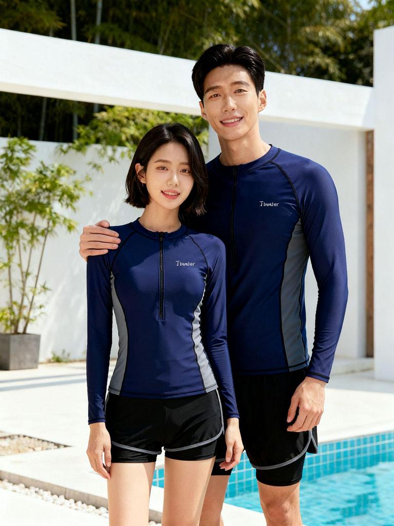 2026 Korean Men's Long Sleeve Sun Protection Swimwear - Two-Piece Surfing & Casual Style