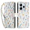 For Xiaomi Redmi Note 14 4G (163.25mm) Wallet Case Rhombic Floral Design Leather Flip Phone Cover with Strap