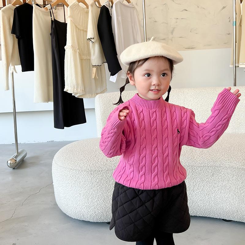 Clearance: Children's Cable Knit Sweater - Autumn Style Wool Pullover for Girls & Babies, Parent-Child Matching Option Available.
