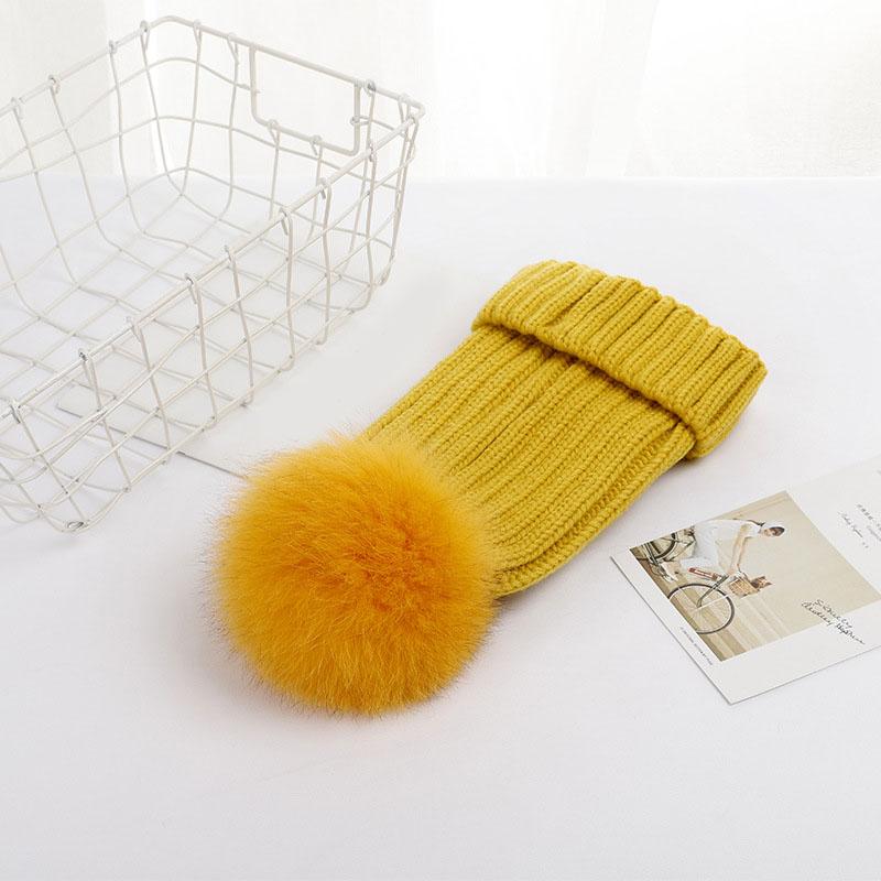 Hot Sale  Drop Shipping Hot Sale  Winter Warm Thick fox Fur Pom Pom Fur Ball  Beanie Hat