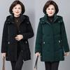 Women's Winter Thickened Jackets Parkas Hooded Quilted Long Pockets Coat Middle Aged Female Overcoat