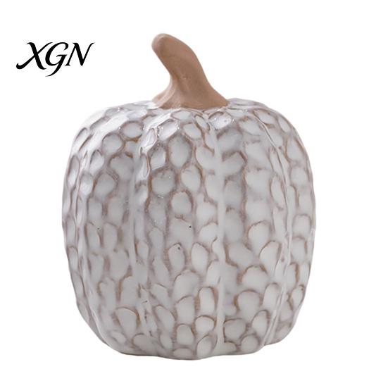 Matte White Harvest Gifts Ceramic Pumpkin Fall Table Centerpiece, Realistic Fake Figurine Nordic Style Home Accessories for Autumn Halloween