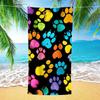 Colorful Dog Paw Print Pattern Beach Towel Cute Pet Animal Aesthetic Beach Blanket Soft Quick Dry Absorbent Sand Free Swim Towel