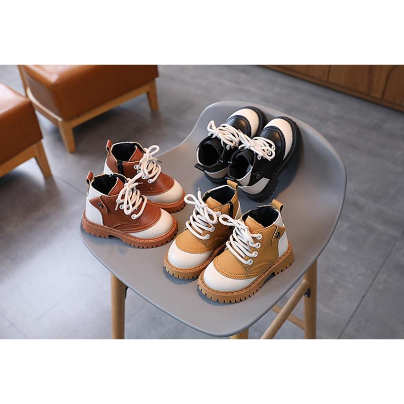 New Girls' Boots Boys Leather-faced Leather Boots