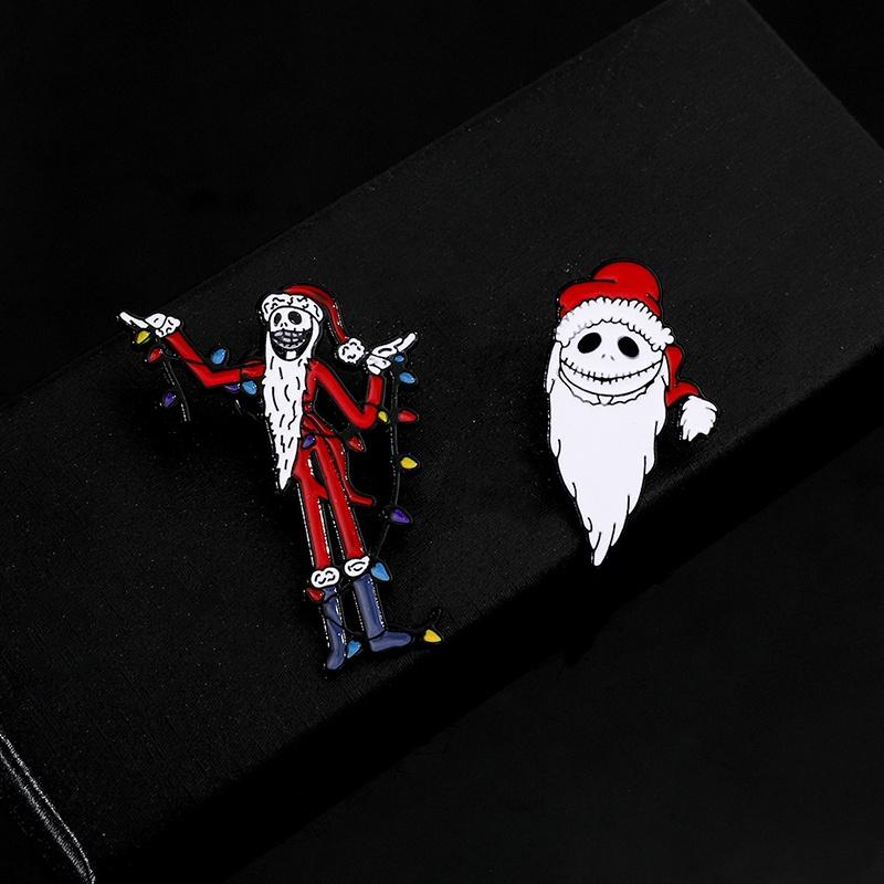 Personalized Creative Cartoon Led Christmas Santa Claus Brooch Decorative And Functional Alloy Accessory