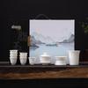 Blossom Mutton Fat Jade Porcelain Sancai Gaiwan Tea Set