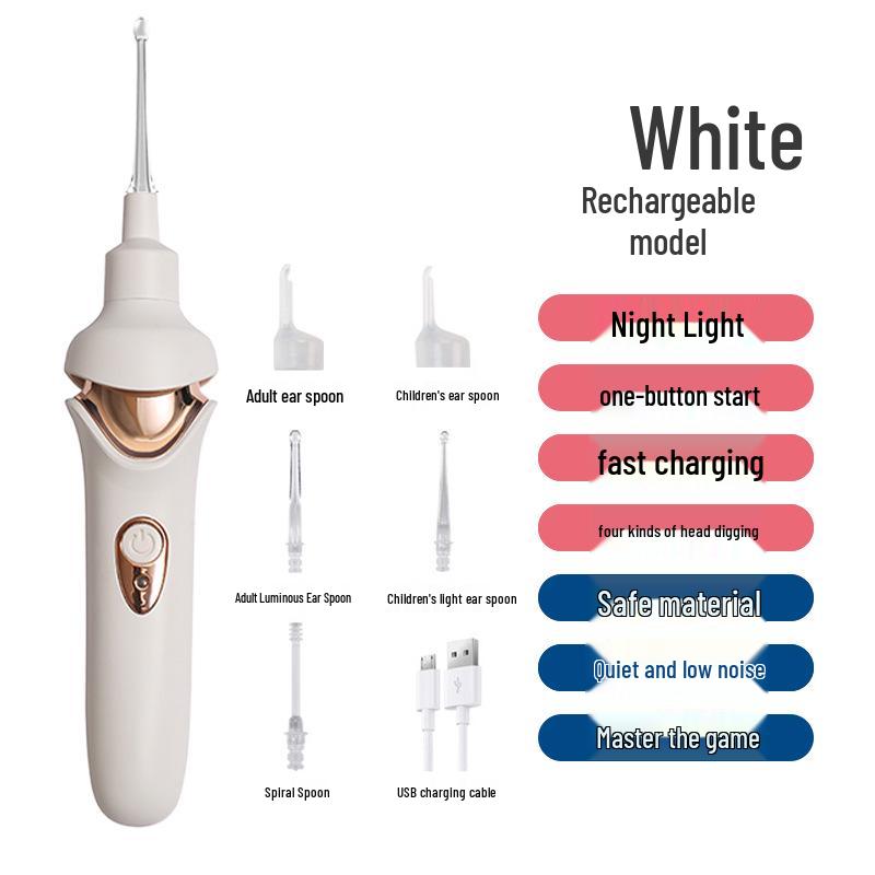

Электрический инструмент для удаления ушной серы: Светящийся визуальный очиститель с ложкой для чистки ушей для взрослых и детей