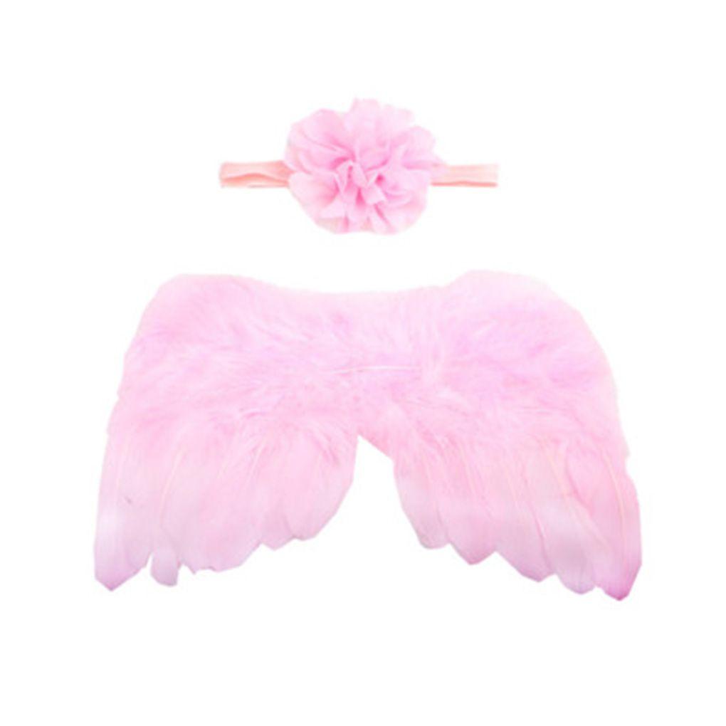 Baby Solid Color Angle Wing Headband Photograph Prop Suit Infant Clothes