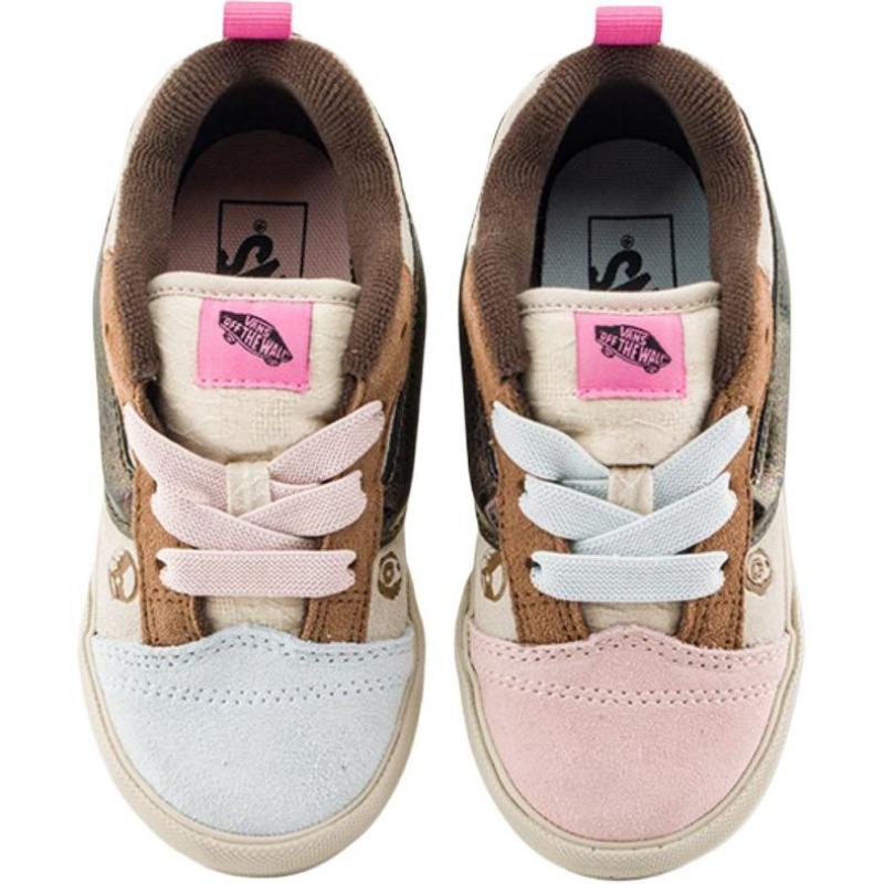 POP MART x Vans Knu Skool Space Molly Low-Top Kleinkind Laufschuhe braun pink blau VN000EFBH121