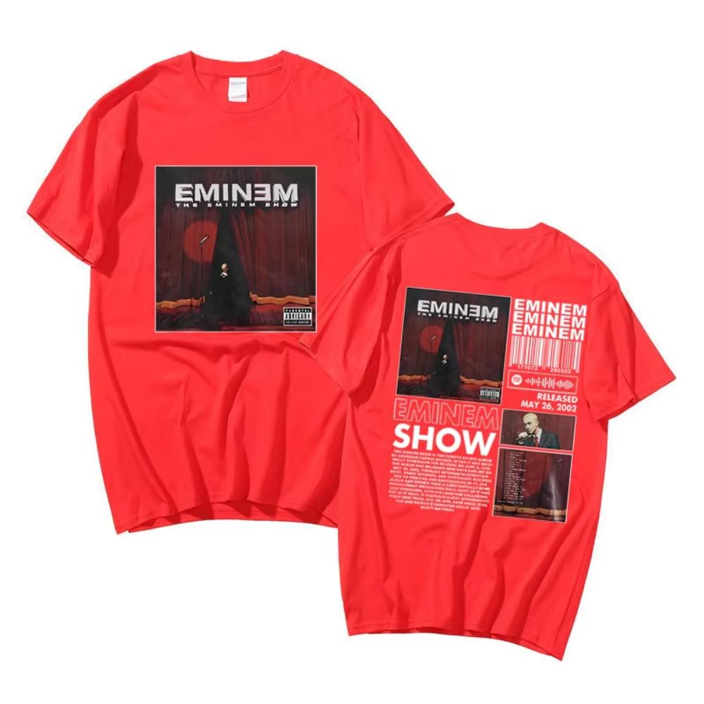 Rapper The Eminem Show Album Doppelseitiger Aufdruck T-Shirt Herren Hip Hop Übergroße T-Shirts Damen Vintage Stil Streetwear Tee Sommer