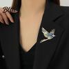 Bird Silhouette Brooch Pin 3D Design Lapel Pin with Cyan-Blue