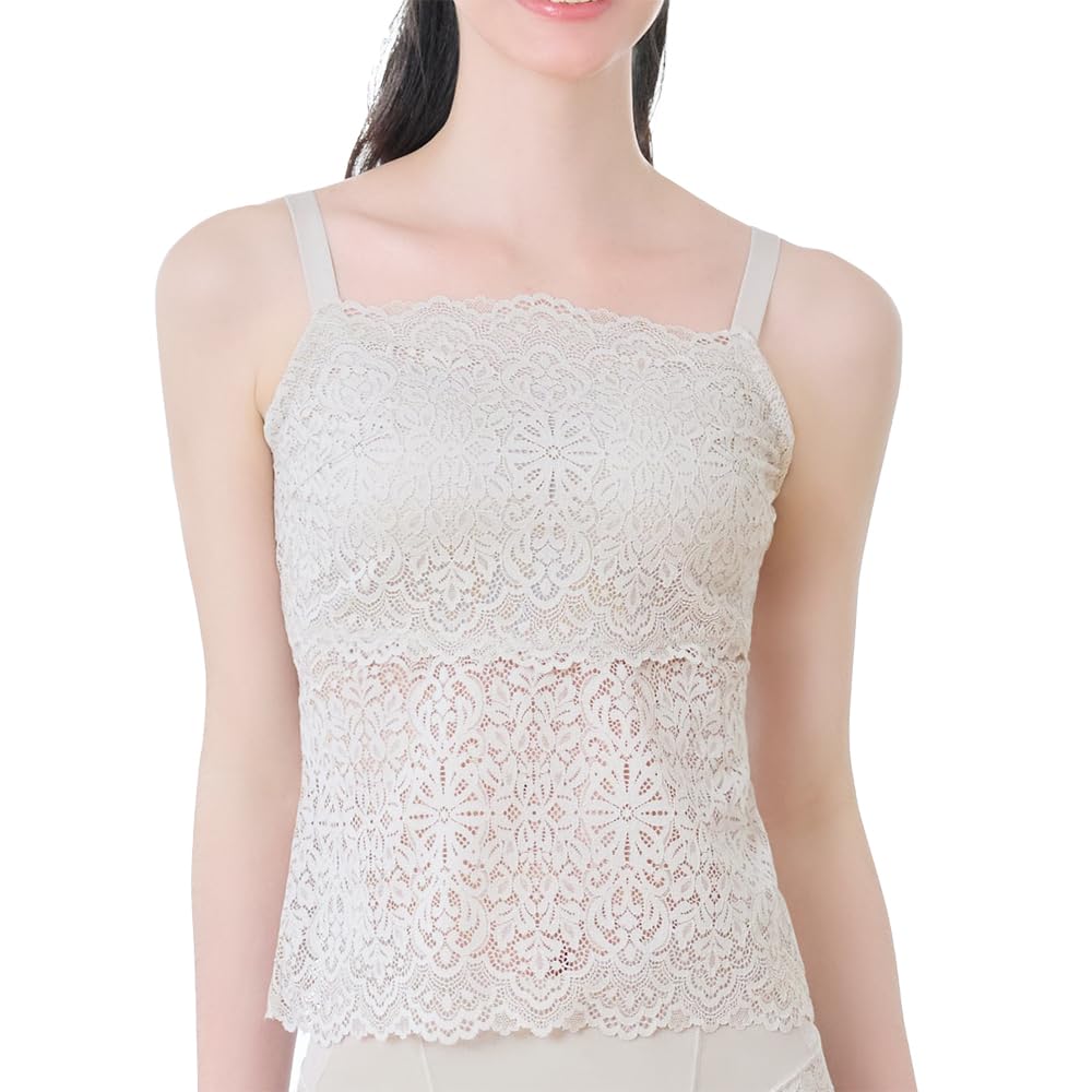 Kaya Beauty Lab Wireless Shapewear Easy to Lacy Long Bra Sheer Greige Bra, Wear! 25, Women's,