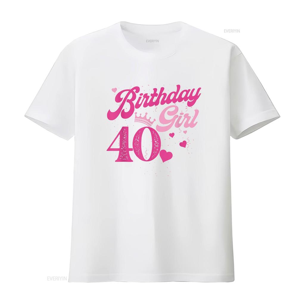 40th Birthday Girl Crown 40 Years Old Bday T Shirt vintage Washed Stretched Stylish Breathable Top For Everyday Wear homme