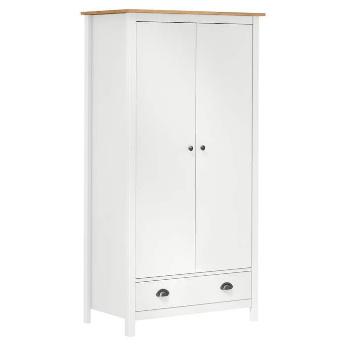 Garde-robe - VIDAXL - Hill Blanc - Bois massif - 2 portes - 1 tiroir - 1 étagère - 170cm