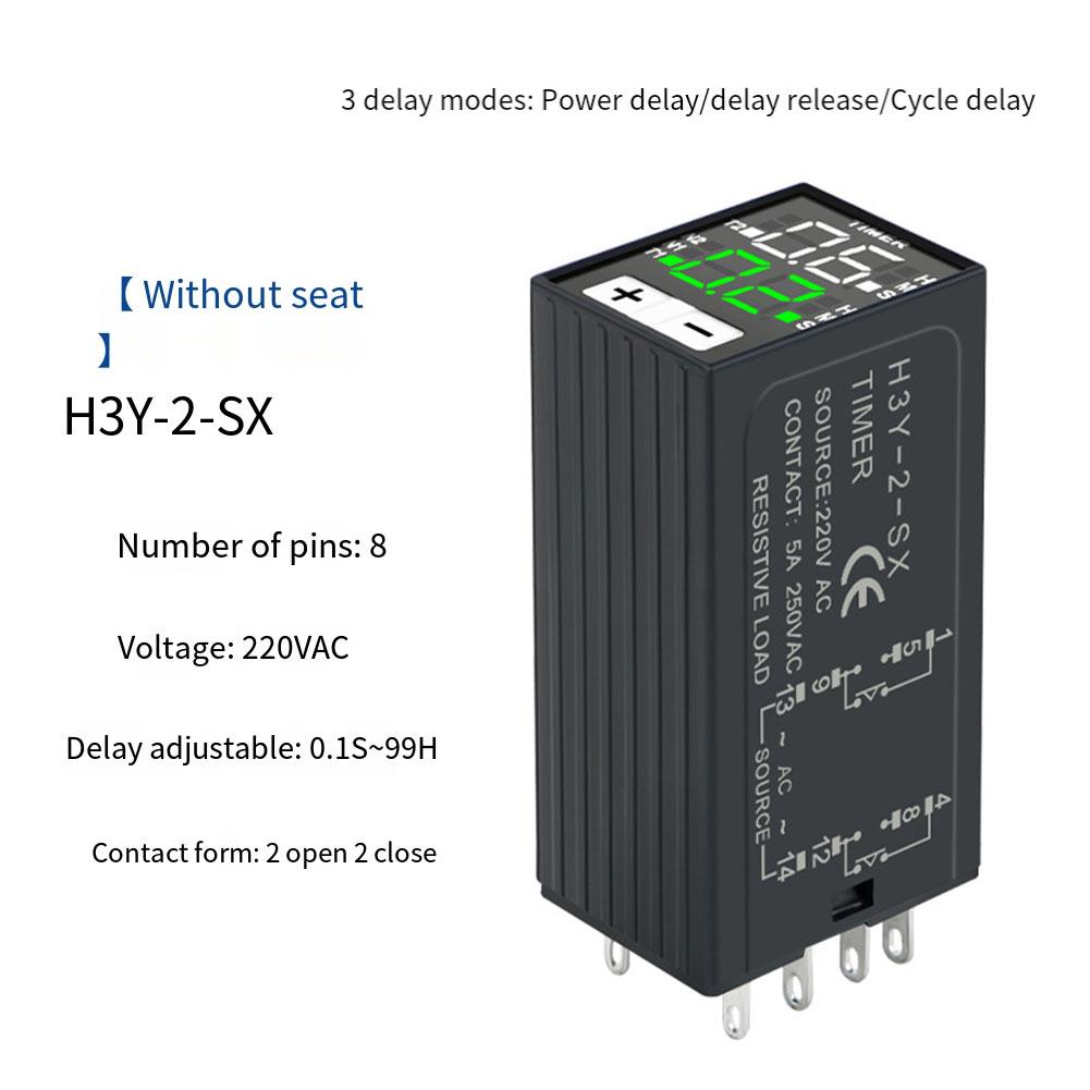 

Digital Time Relay H3Y2 Model 8 Pins LED Display Flame retardant PC Shell Reliable Pins & Copper Core Coil Components