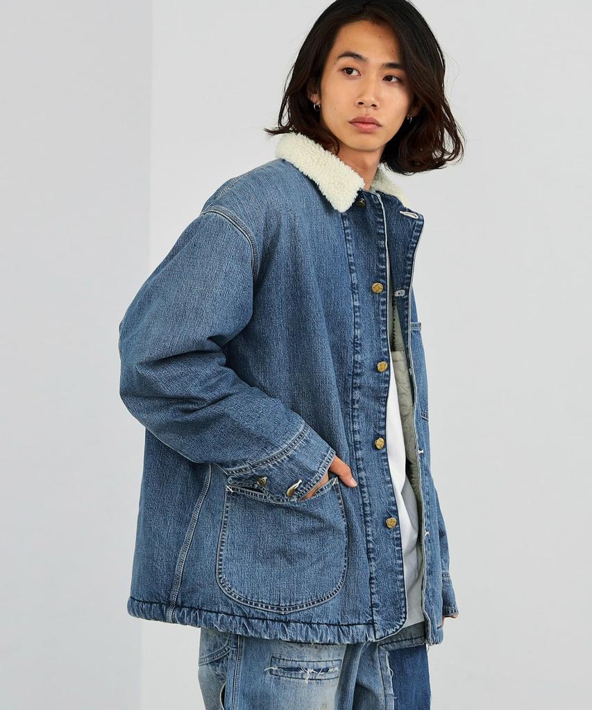 Lee DUNGAREES Lightly Used Wash Denim Jacket with Boa Coverall Men's