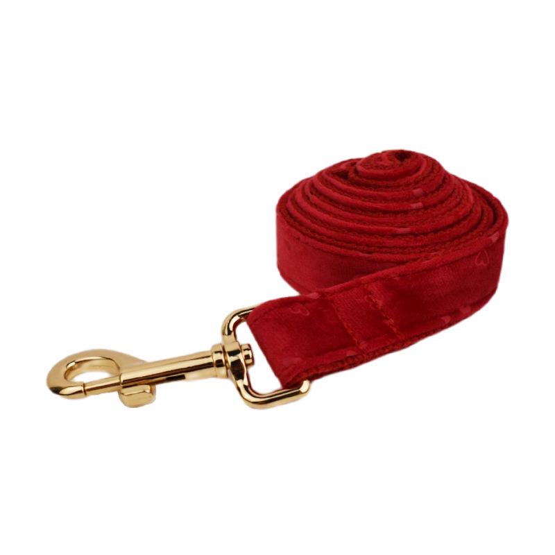 Red Heart Engravable Plush Dog Collar and Leash for All Sizes XS