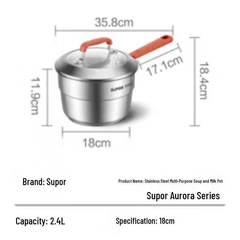 

Supor 304 Stainless Steel 18cm Soup Pot