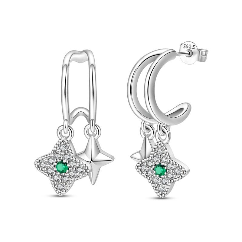 925 Silver Rose Gold Snake Bone Star Heart-Shaped Women Earring Brilliant Wedding Engagement Star Earrings Jewelry Gift