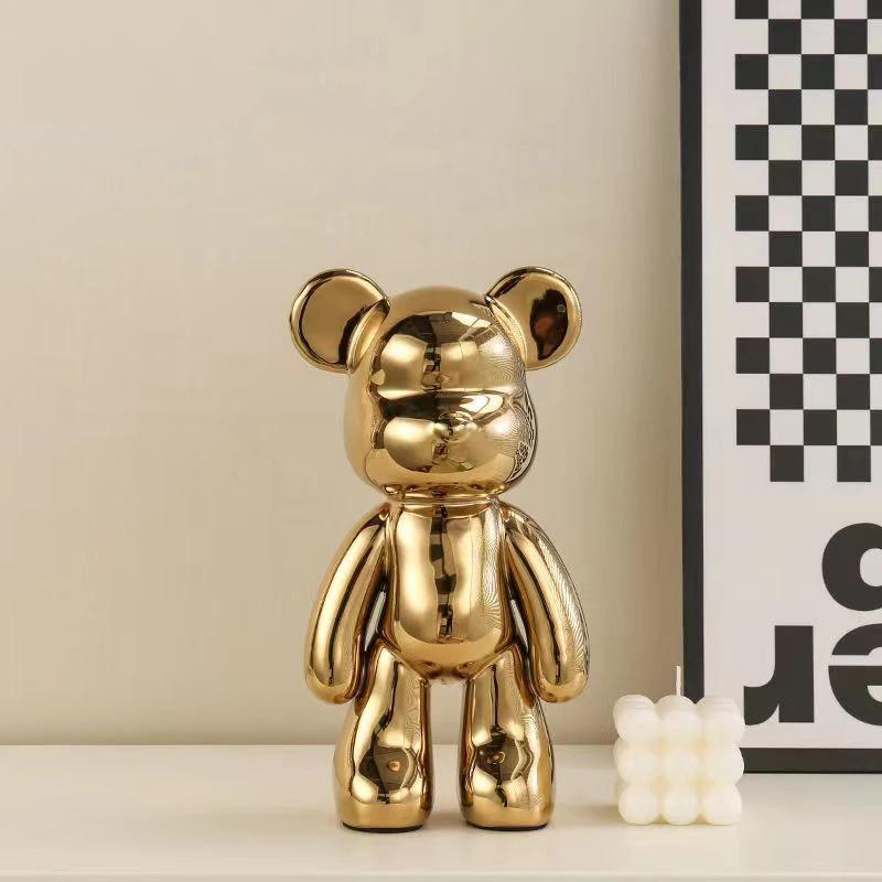 Ceramic 27cm Colorful Plating Bear Sculpture Home Living Room Desktop Decorative Statue New House Interior Decoration Ornaments