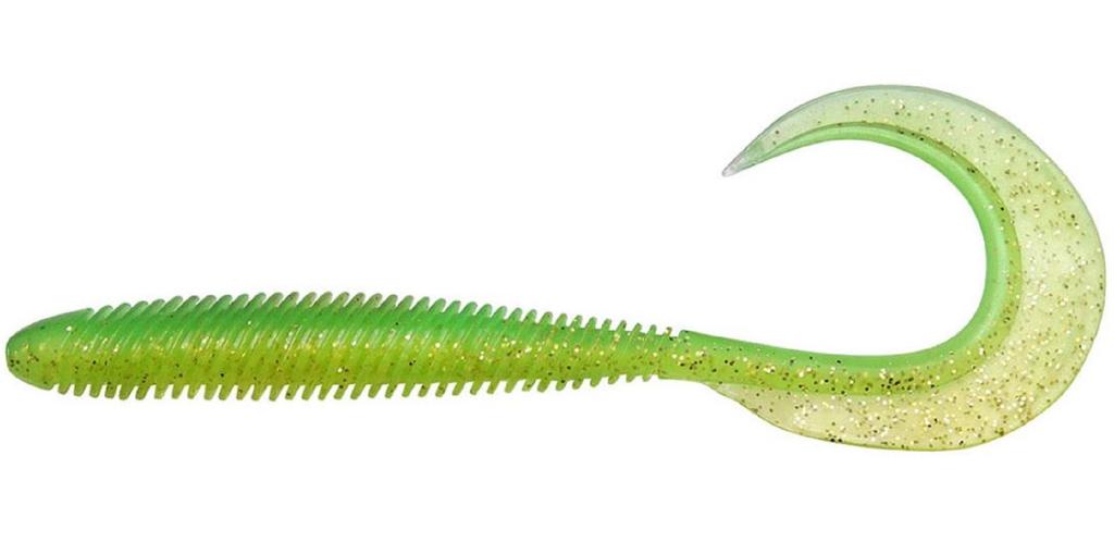 Megabass Myk sluk Kemuri Curly 3,5 tommer Lime Chart Gold F (0408)