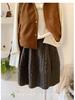 Elegant Retro A-line Cable Knit Skirt with Floral Design - Autumn/Winter 2025 Collection for Women