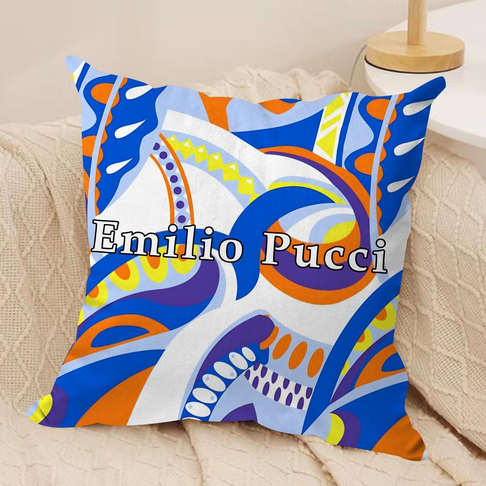 Fashion E-EE-Emilio logo P-Pucci Cushion Cover Soft Plush Double-Sided Pillow Cover Cozy Sofa Cushion Case Living Room Home Gift