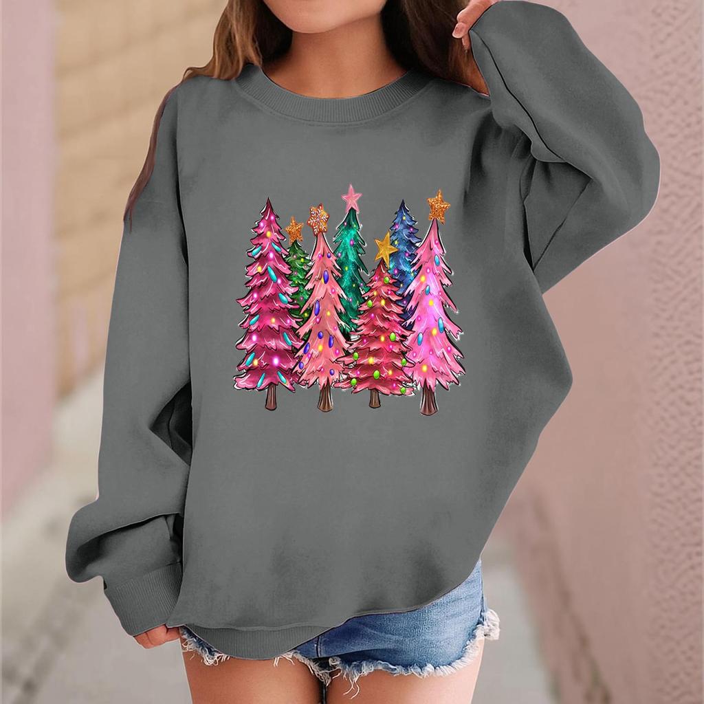 Children's Fashionable Casual Long-sleeved Loose Christmas Print Pullover Sweatshirt
