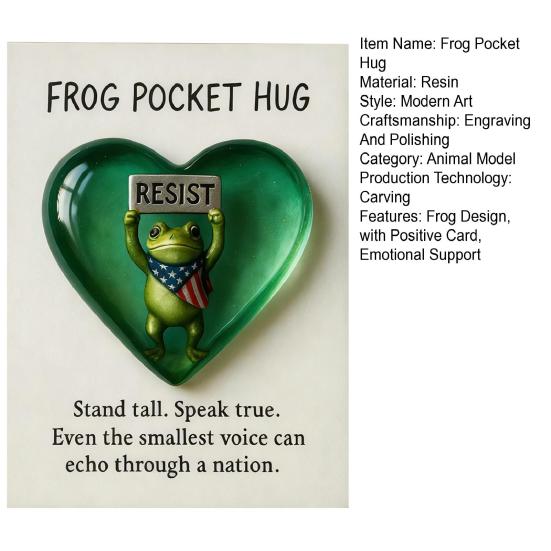 Resist Frog Pocket Hug with Positive Card Emotional Support Love Heart Frog Pocket Token Decoration Inspirational Encouragement Gift