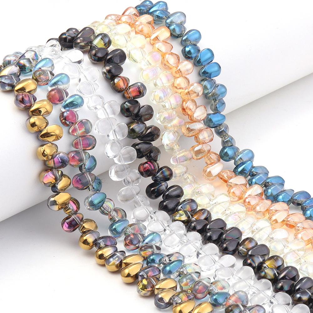 1 Strand 6x9mm Teardrop Glass Beads Colorful Electroplate Loose Spacer Beads For Jewelry Making DIY Bracelets Necklace Supplies