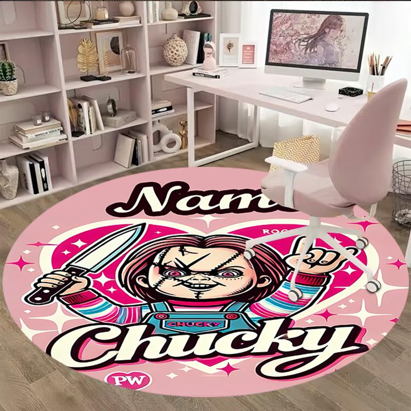Customizable C-Chucky1 Round Non-Slip Carpet - Ideal for Garden, Picnic, Office, Perfect for Decoration, Suitable For All Seasons