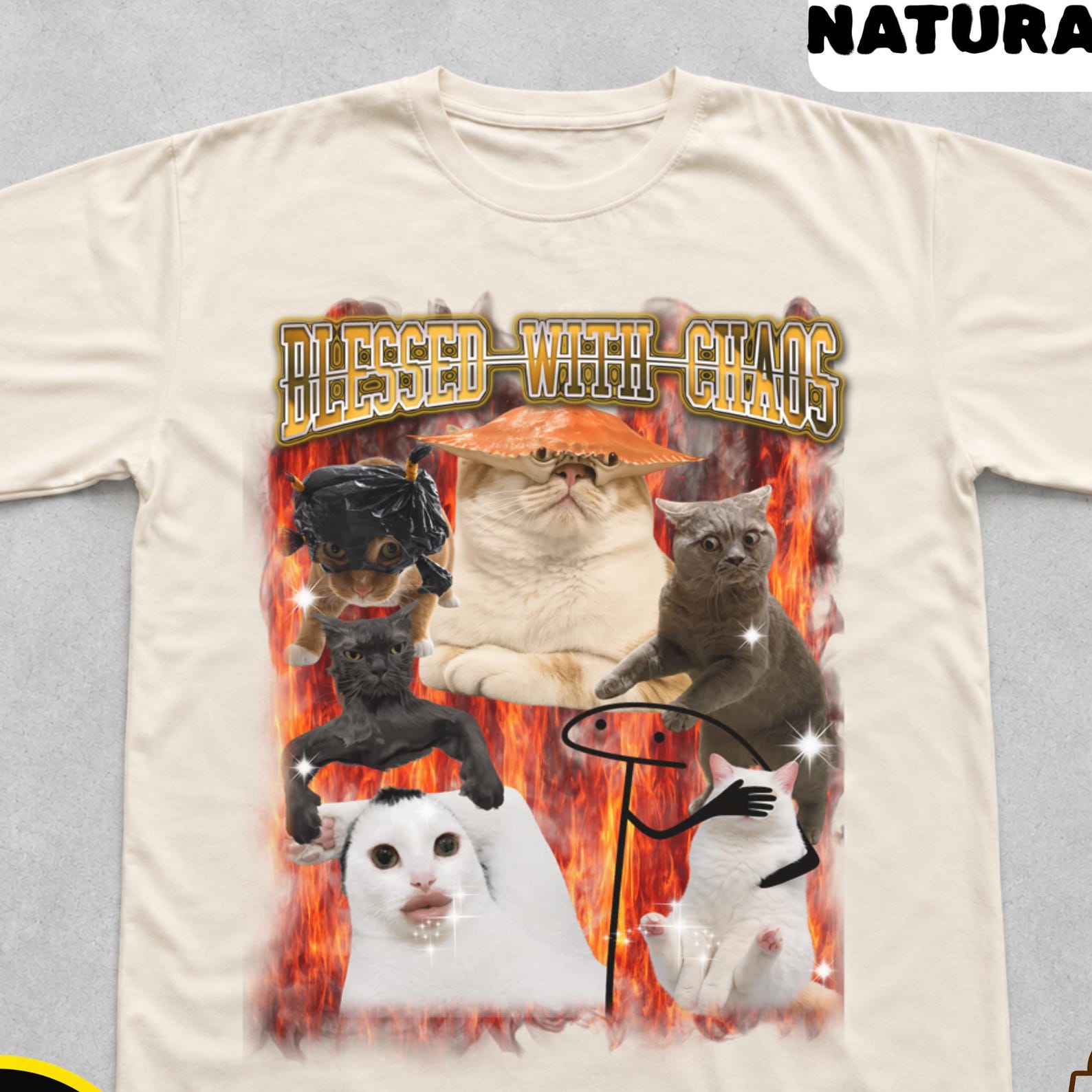 Blessed With Chaos Cat Shirt, Funny Chaotic Cat Meme Tee, Unhinged Cat Mom Gift 3XL