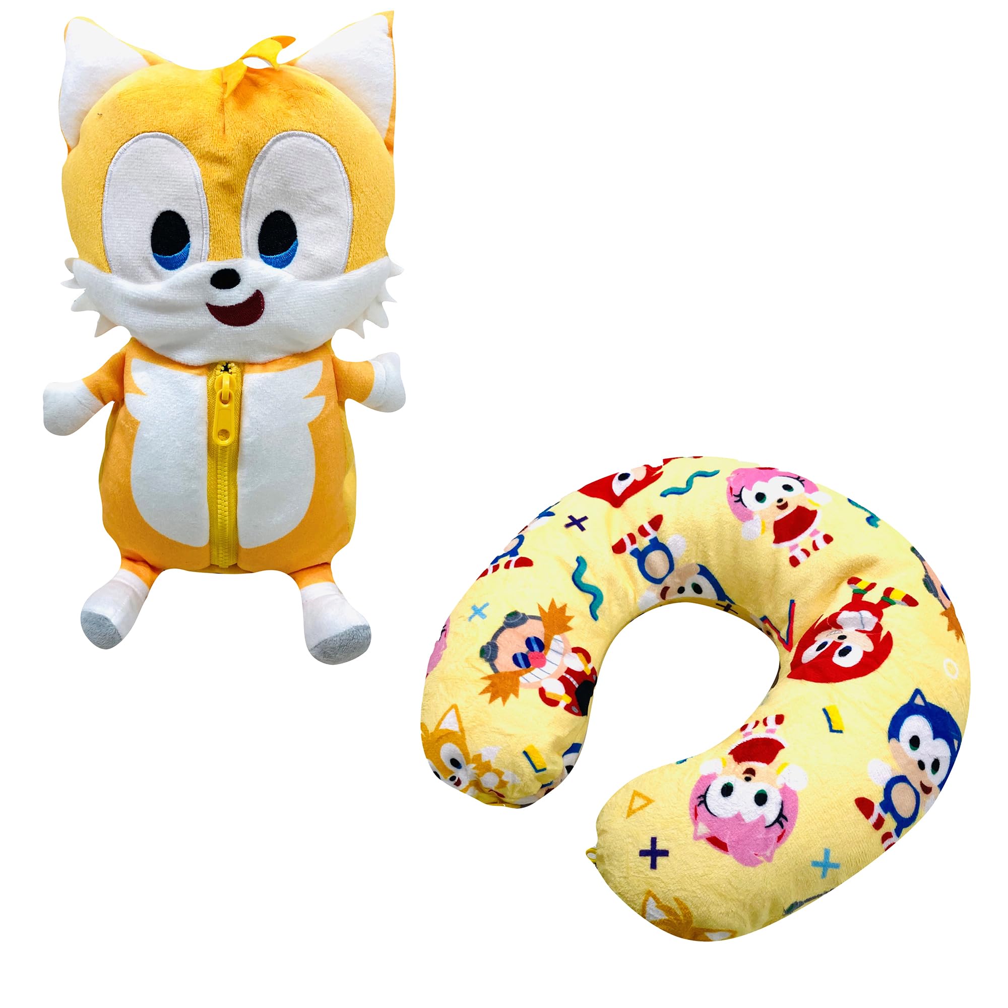 

MORIPiLO Sonic Tails Подушка для шеи Плюшевая для шеи Соник Моришита Подушки (Подушка-трансформер) Подушка, Ёжик, Желтый, 25x35см, Персонаж,