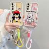 KEYSION Cartoon Cute Plush Embroidery Case for Samsung A55 5G A35 with Lanyard Silicone Shockproof Phone Cover for Galaxy A25 A15 5G