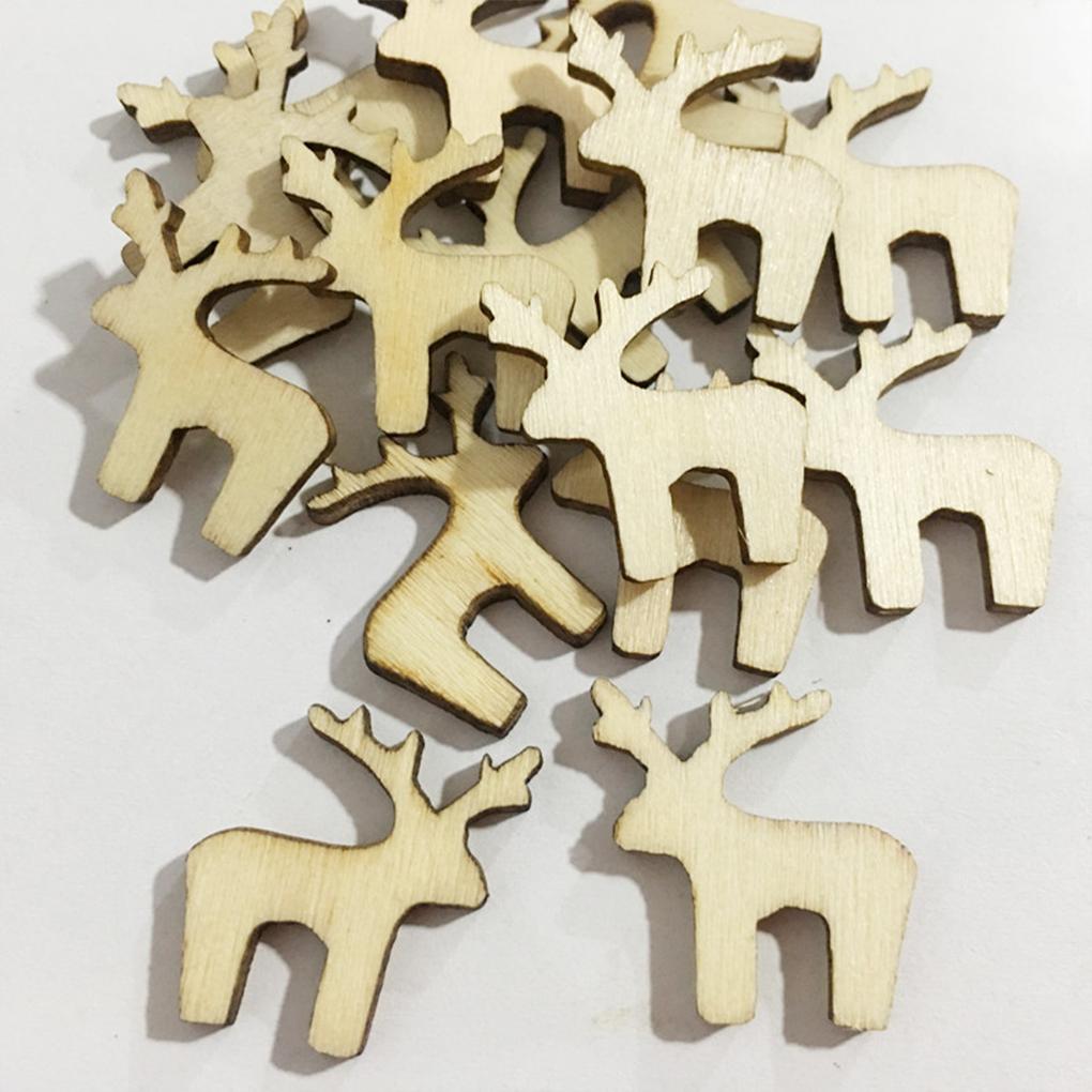 50x Christmas Tree Wooden Hanging Ornaments For Xmas Decoration Snowflake Xmas Tree Pendants Mini